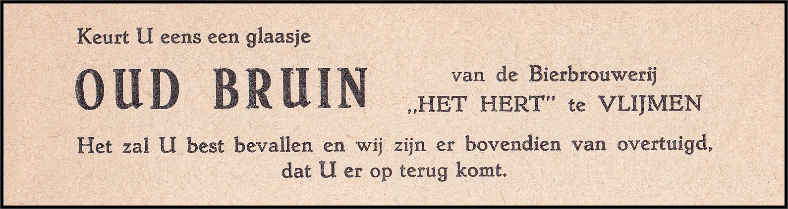 Advertentie Bierbrouwerij Het Hert uit 1964