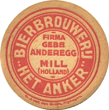 Bierviltje bierbrouwerij Het Anker Mill (collectie Kees Schrover)