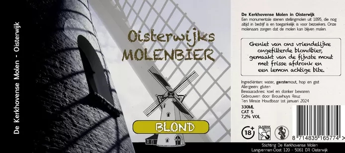 Etiket Oisterwijks Molenbier Blond