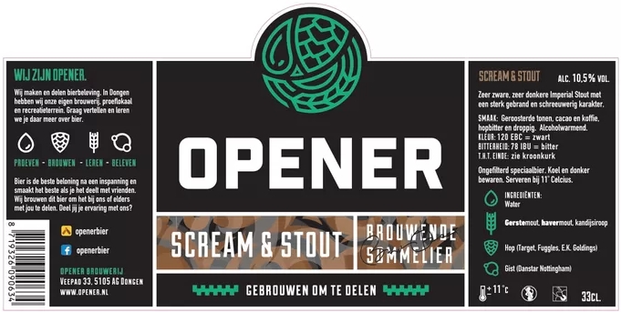 Scream & Stout van brouwerij Opener, het Lekkerste Brabantse bier in 2022