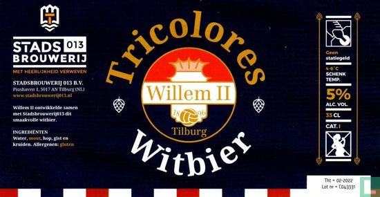 Tricolores Witbier van Stadsbrouwerij 013