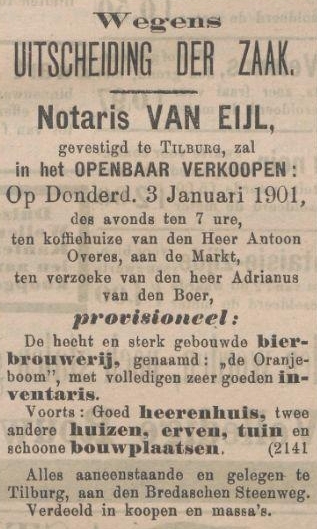 Verkoop Bierbrouwerij Adrianus van den Boer